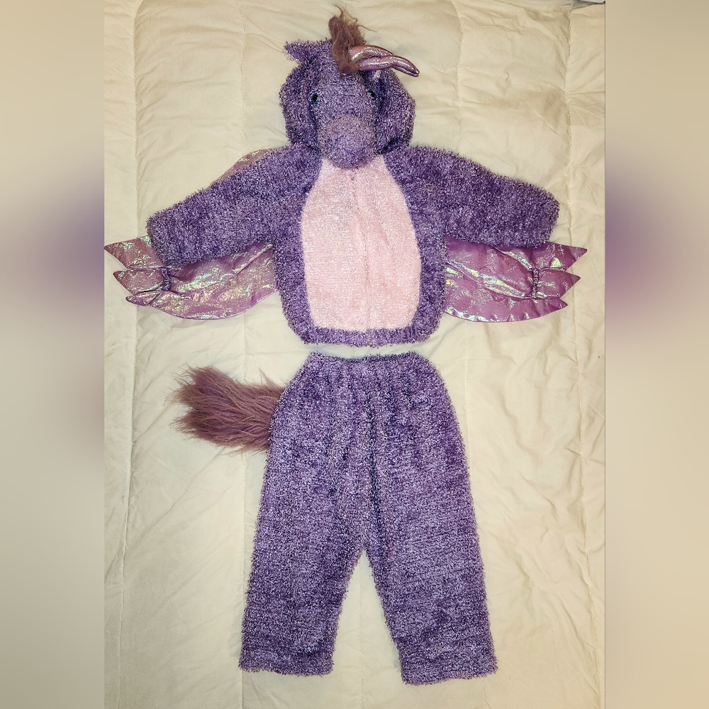 Girls Purple Unicorn 2 Piece Costume (Size 2T)